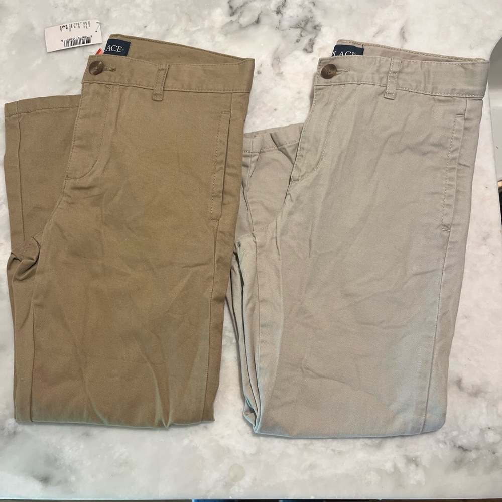 Children’s Place Boys Khaki Pants 6 Husky Lot/2 1 NWT 1 VGUC Adjustable Waist